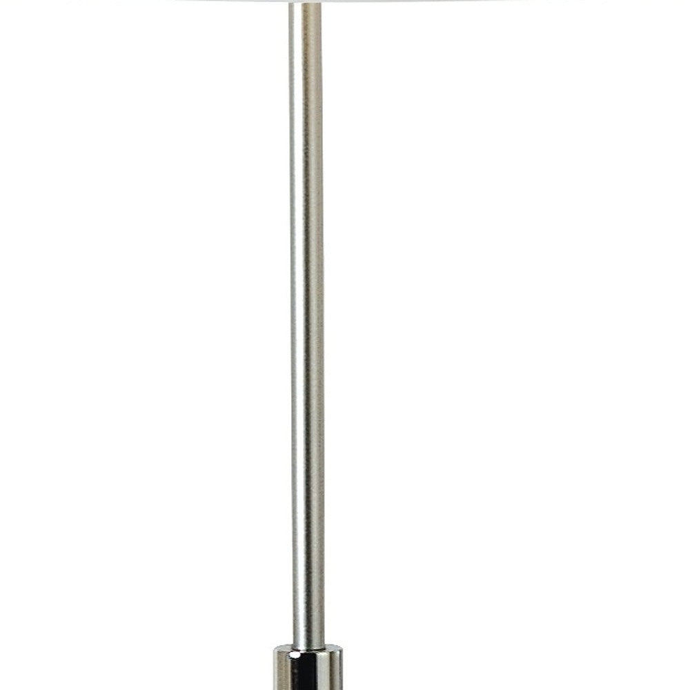 Nimbus 1-Light Metallic Silver And Polished Chrome Floor Lamp With Sheer Snow Double Shantung Shade By Homeroots