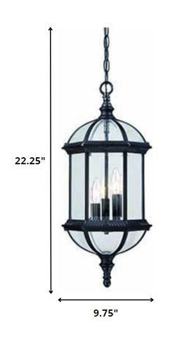 Three Light Matte Black Eastern Lantern Hanging Light By Homeroots | Lanterns | Modishstore - 2
