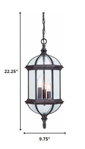 Three Light Dark Brown Eastern Lantern Hanging Light By Homeroots | Lanterns | Modishstore - 2