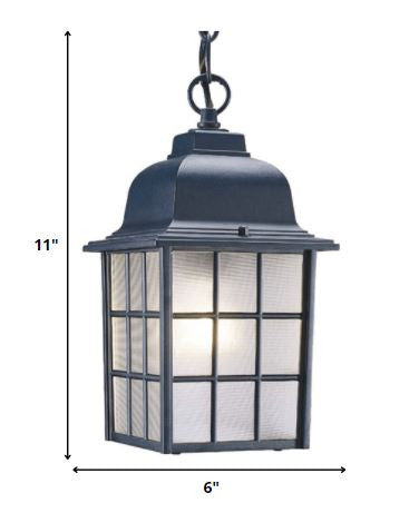 Matte Black Window Pane Lantern Hanging Light By Homeroots | Lanterns | Modishstore - 2