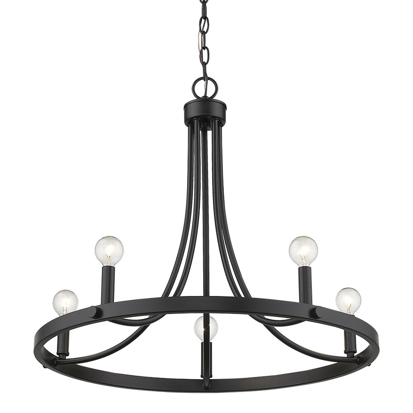 Sawyer 5-Light Matte Black Chandelier By Homeroots | Chandeliers | Modishstore - 5