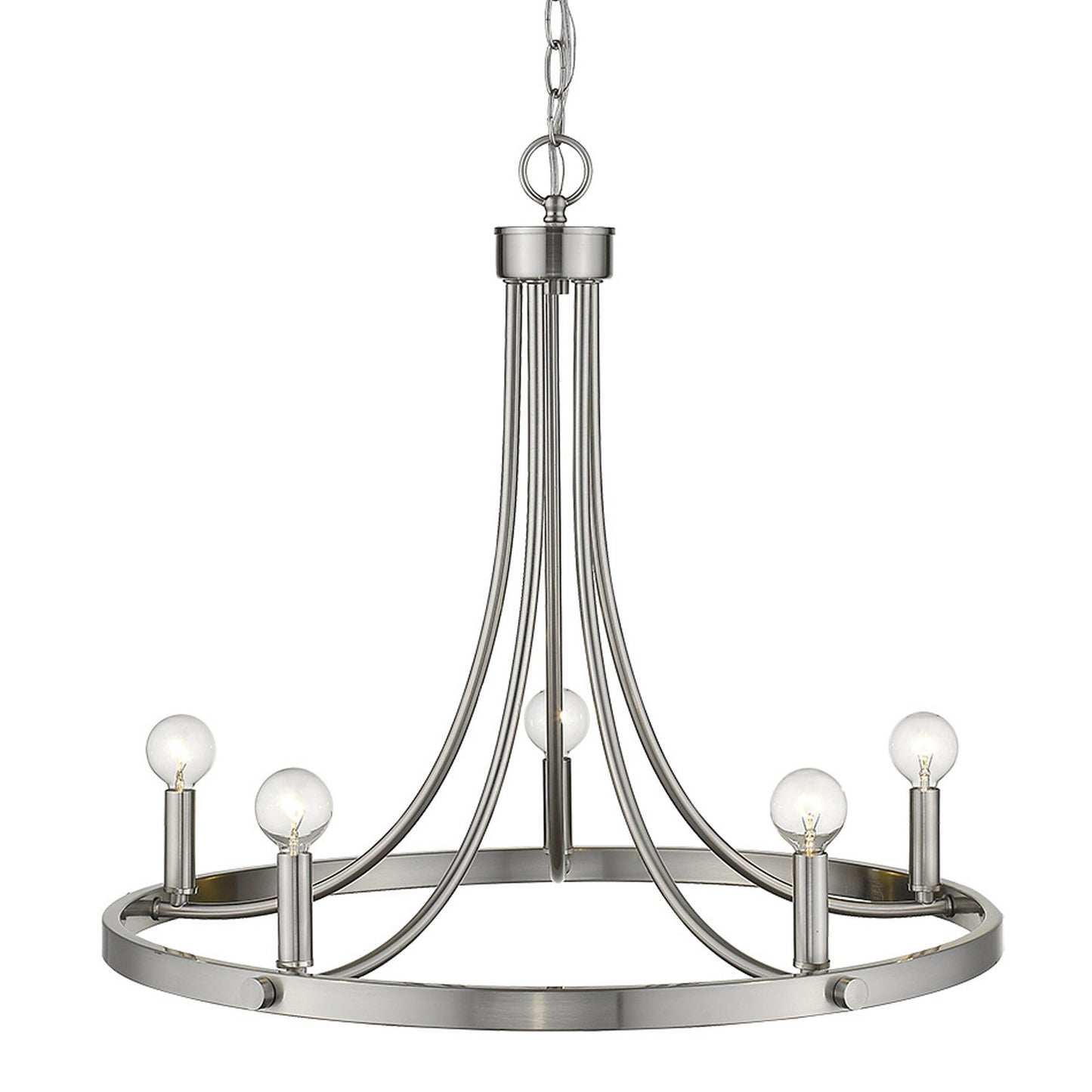 Sawyer 5-Light Satin Nickel Chandelier By Homeroots | Chandeliers | Modishstore - 5
