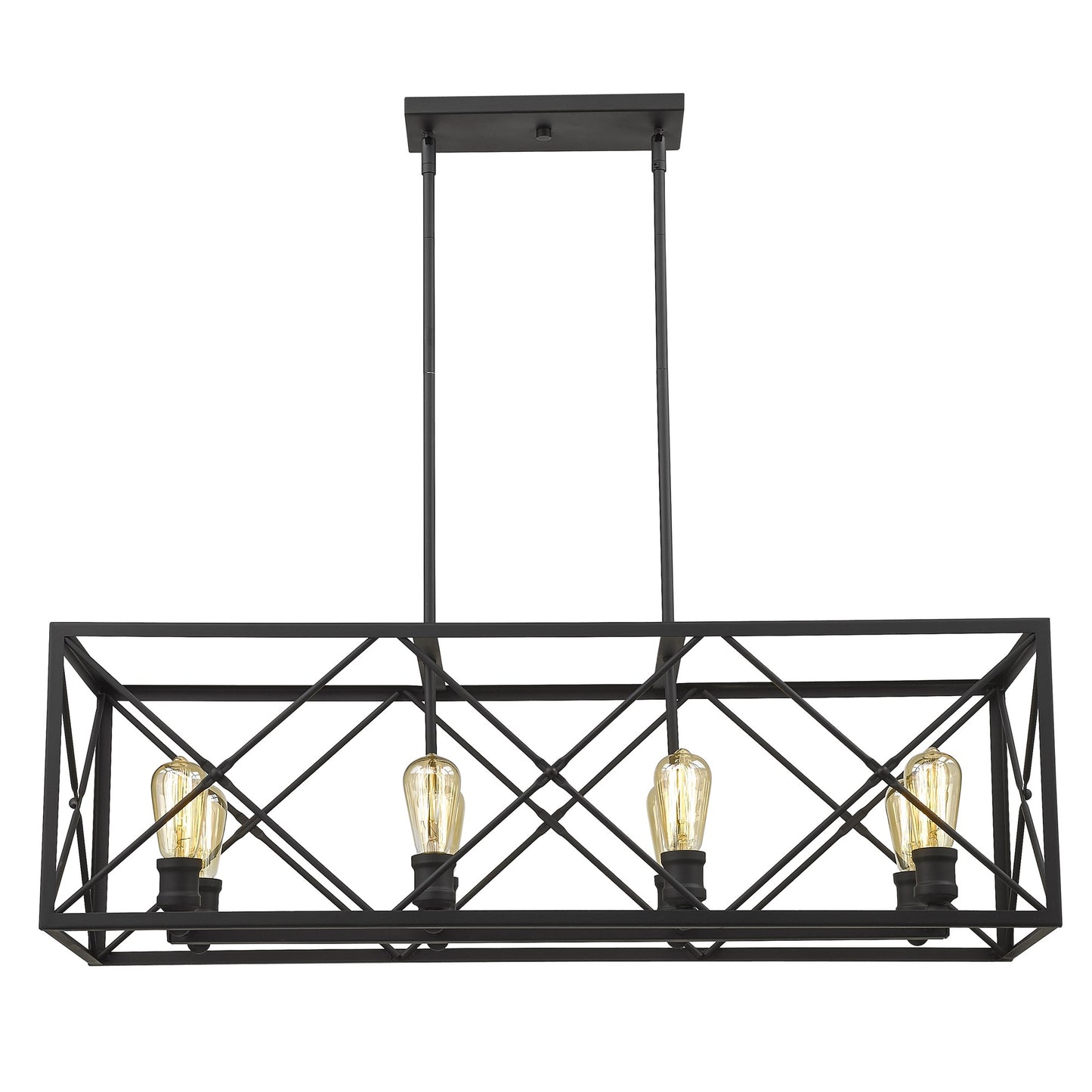 Brooklyn 8-Light Matte Black Island Pendant With Metal Framework Shade By Homeroots | Pendant Lamps | Modishstore - 7