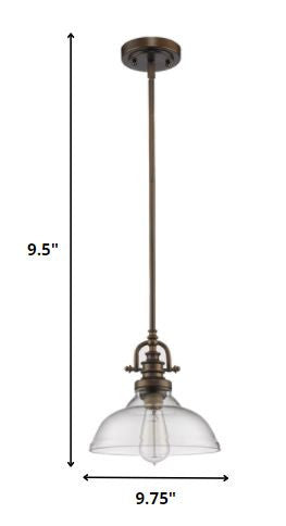 Antique Bronze Hanging Light with Glass Dome Shade By Homeroots | Pendant Lamps | Modishstore - 2