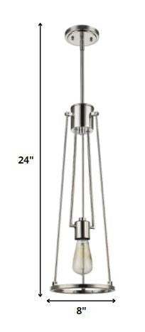 Jade 1-Light Polished Nickel Pendant With Vertical Structural Frames By Homeroots | Pendant Lamps | Modishstore - 5