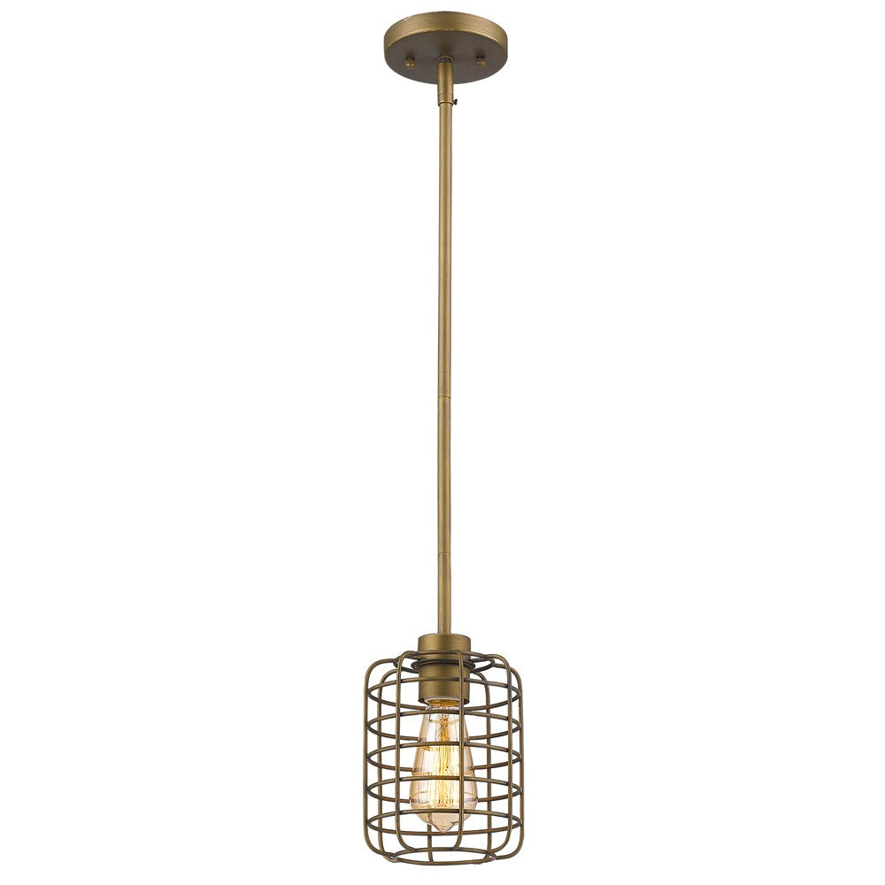 Brushed Gold Metal Cage Hanging Light By Homeroots | Pendant Lamps | Modishstore - 2