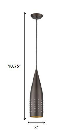 Narrow Bronze Hanging Light with Glass Studs By Homeroots | Pendant Lamps | Modishstore - 2