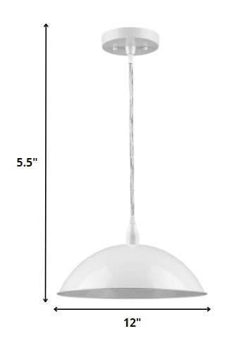 White Metal Hanging Light with Dome Shade By Homeroots | Pendant Lamps | Modishstore - 2