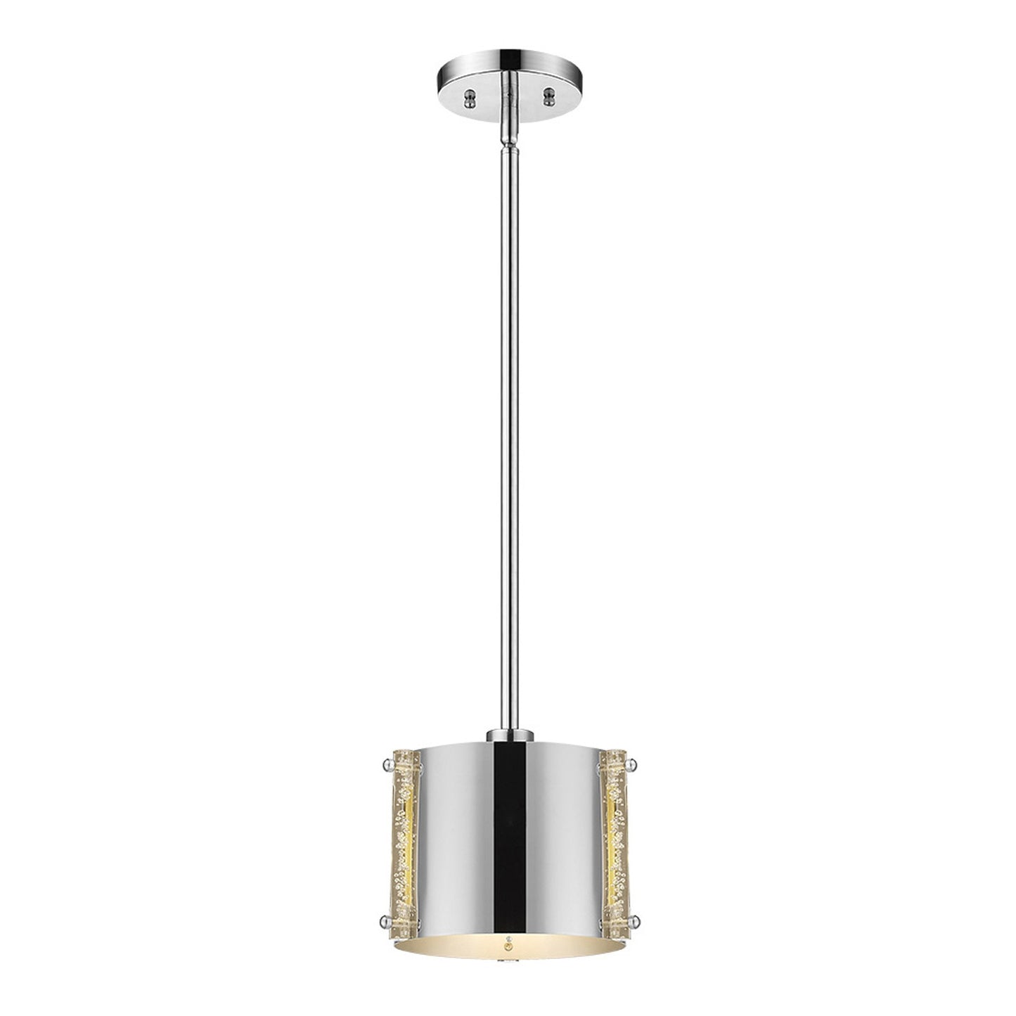 Zoom 1-Light Polished Stainless Steel Pendant With Seeded Acrylic Accents By Homeroots | Pendant Lamps | Modishstore - 2