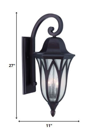 XL Three Light Matte Black Geometric Glass Wall Light By Homeroots | Wall Lamps | Modishstore - 5