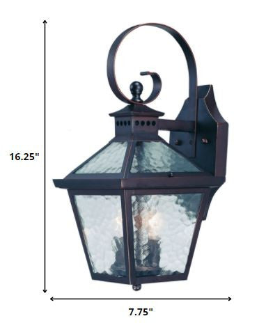 XL Two Antique Bronze Black Hammered Glass Wall Light By Homeroots | Wall Lamps | Modishstore - 2