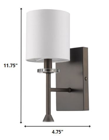 Minimalist Bronze Wall Sconce with Fabric Shade By Homeroots | Sconces | Modishstore - 2