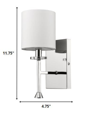 Minimalist Silver Wall Sconce with Fabric Shade By Homeroots | Sconces | Modishstore - 2