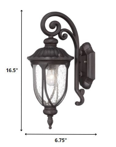 Black Cast Aluminum Glass Lantern Wall Sconce By Homeroots | Lanterns | Modishstore - 2