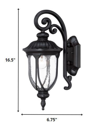 Matte Black Cast Aluminum Glass Lantern Wall Sconce By Homeroots | Lanterns | Modishstore - 2