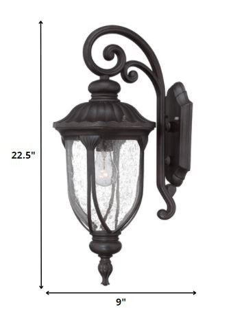 XL Black Cast Aluminum Glass Lantern Wall Sconce By Homeroots | Lanterns | Modishstore - 2