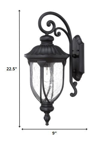 XL Matte Black Cast Aluminum Glass Lantern Wall Sconce By Homeroots | Lanterns | Modishstore - 2