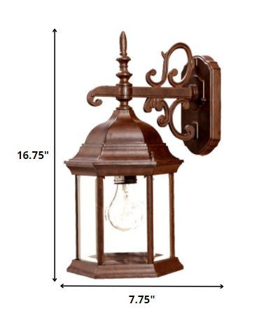 Narrow Brown Domed Hanging Glass Lantern Wall Light By Homeroots | Wall Lamps | Modishstore - 2