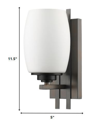 Geometric Bronze Wall Sconce with Frosted Glass Shade By Homeroots | Sconces | Modishstore - 2