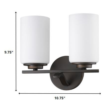 Two Light Bronze and Glass Wall Sconce By Homeroots | Sconces | Modishstore - 2