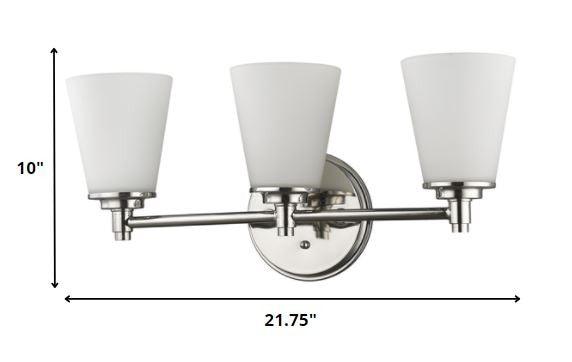 Three Light Silver Wall Light with Frosted Glass Shade By Homeroots | Wall Lamps | Modishstore - 2