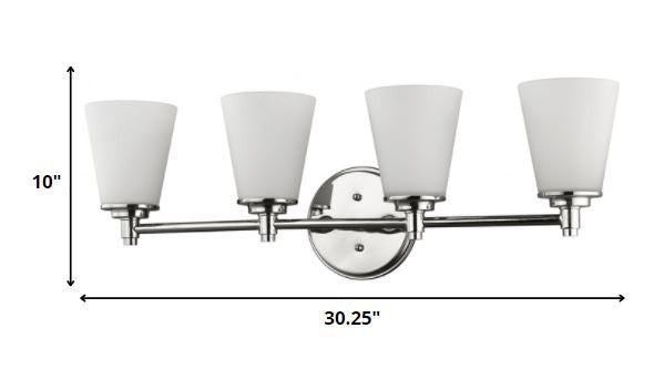 Four Light Silver Wall Light with Frosted Glass Shade By Homeroots | Wall Lamps | Modishstore - 5