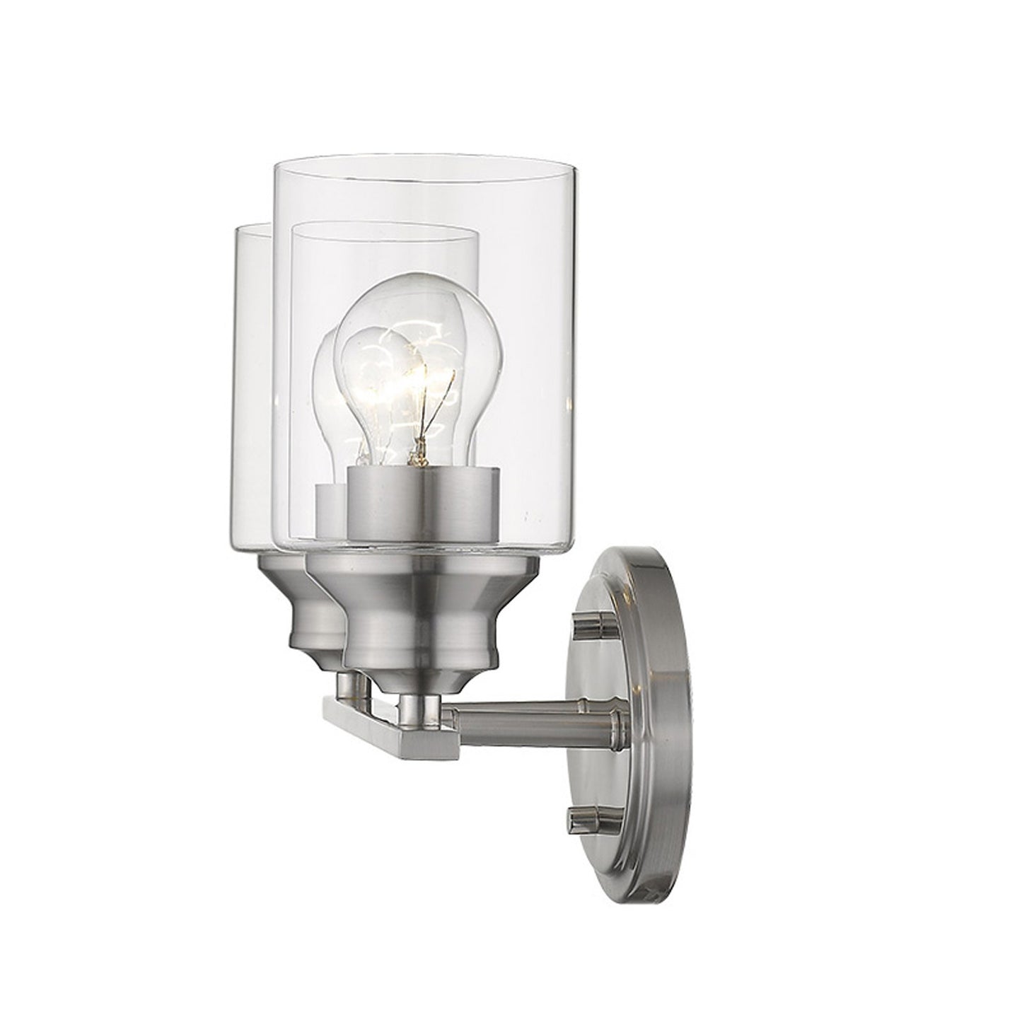 Two Light Silver Wall Light with Clear Glass Shade By Homeroots | Wall Lamps | Modishstore - 4