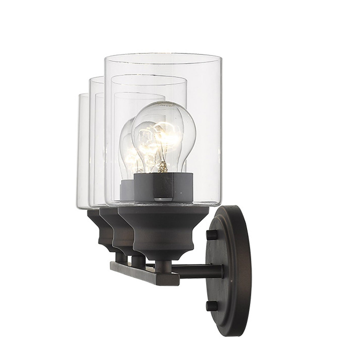 Three Light Bronze Wall Light with Clear Glass Shade By Homeroots | Wall Lamps | Modishstore - 4