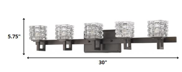 Coralie 5-Light Oil-Rubbed Bronze Sconce With Pressed Crystal Shades By Homeroots | Sconces | Modishstore - 5