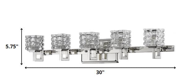 Coralie 5-Light Polished Nickel Sconce With Pressed Crystal Shades By Homeroots | Sconces | Modishstore - 5