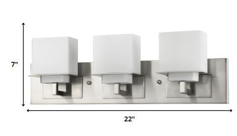 Rampart 3-Light Satin Nickel Vanity Light With Etched Glass Shades By Homeroots | Vanity Light | Modishstore - 5