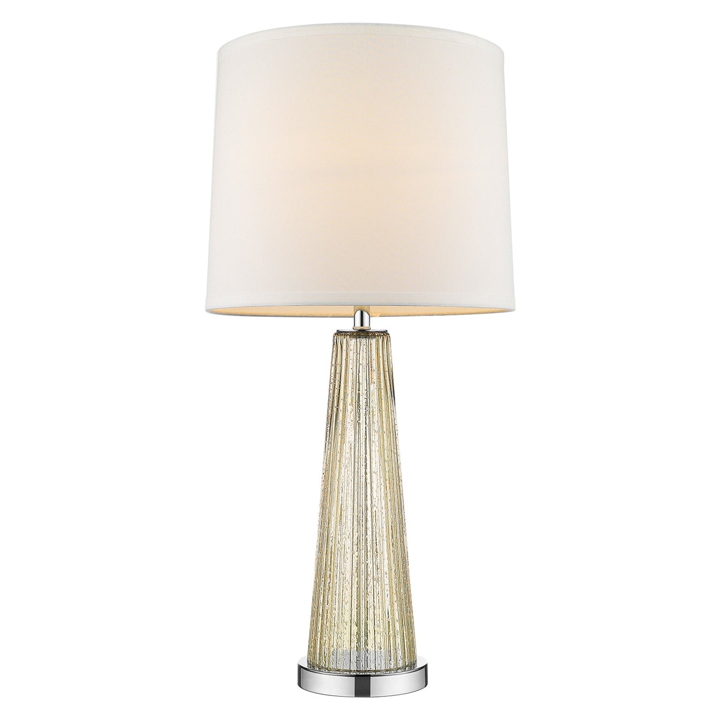 Chiara 1-Light Champagne Glass And Polished Chrome Table Lamp With Off White Shantung Shade By Homeroots | Table Lamps | Modishstore - 2