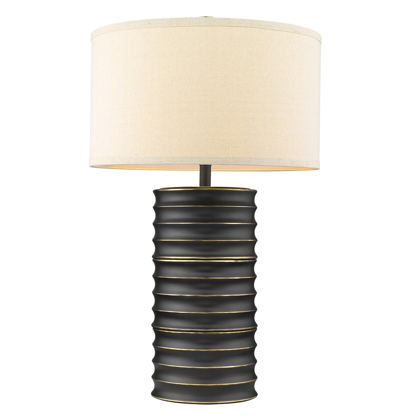 Wave II 1-Light Aged Brass Table Lamp With Latte Linen Shade By Homeroots | Table Lamps | Modishstore - 2
