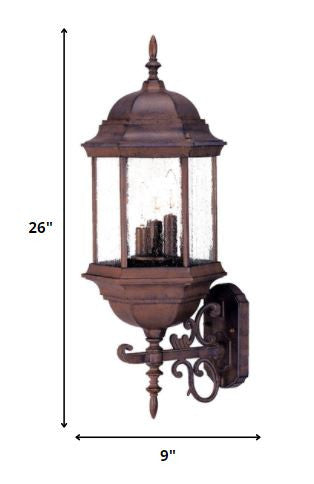 Three Light Brown Domed Textured Glass Lantern Wall Light By Homeroots | Wall Lamps | Modishstore - 2