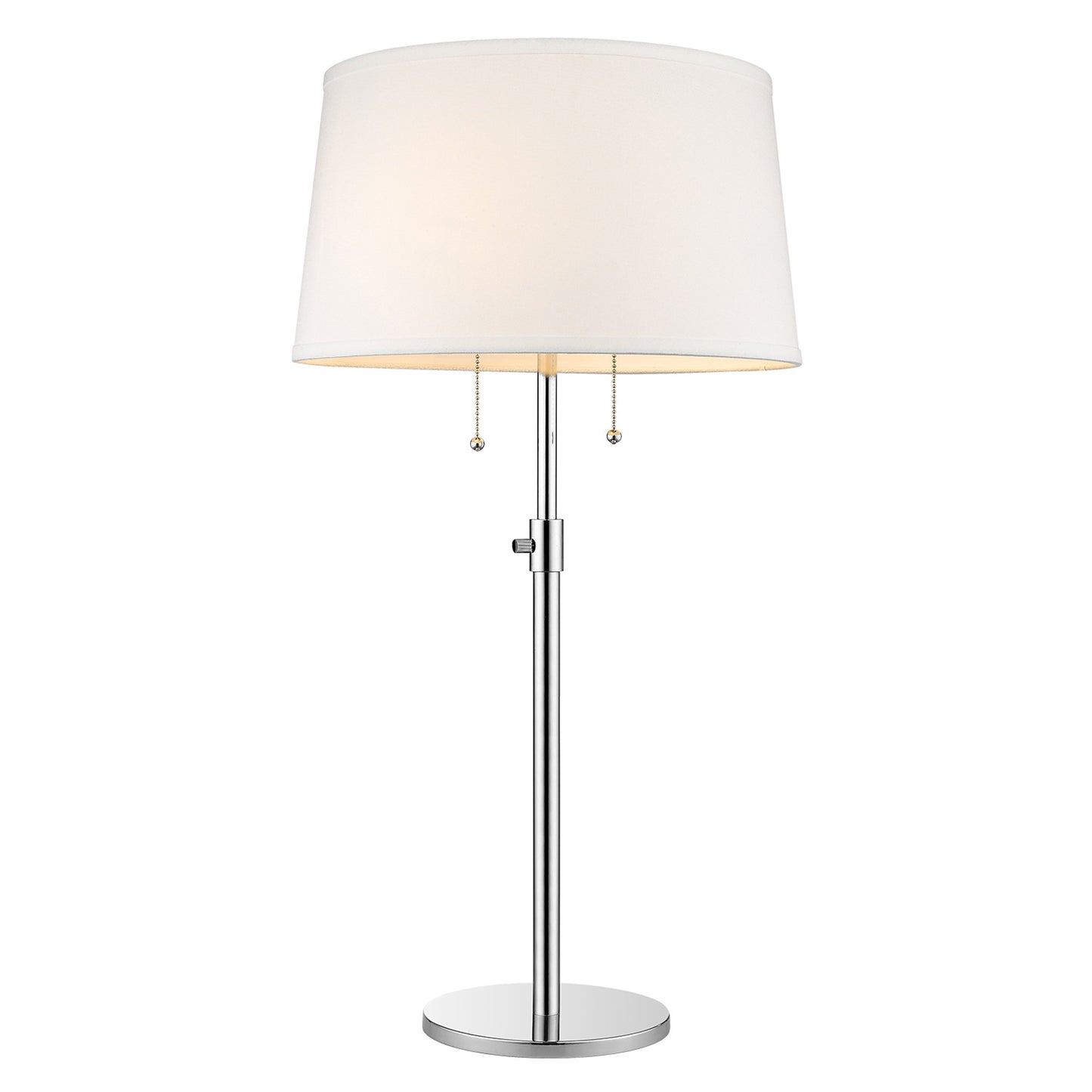 Urban Basic 2-Light Polished Chrome Adjustable Table Lamp With Off White Linen Shantung Shade By Homeroots | Table Lamps | Modishstore - 2