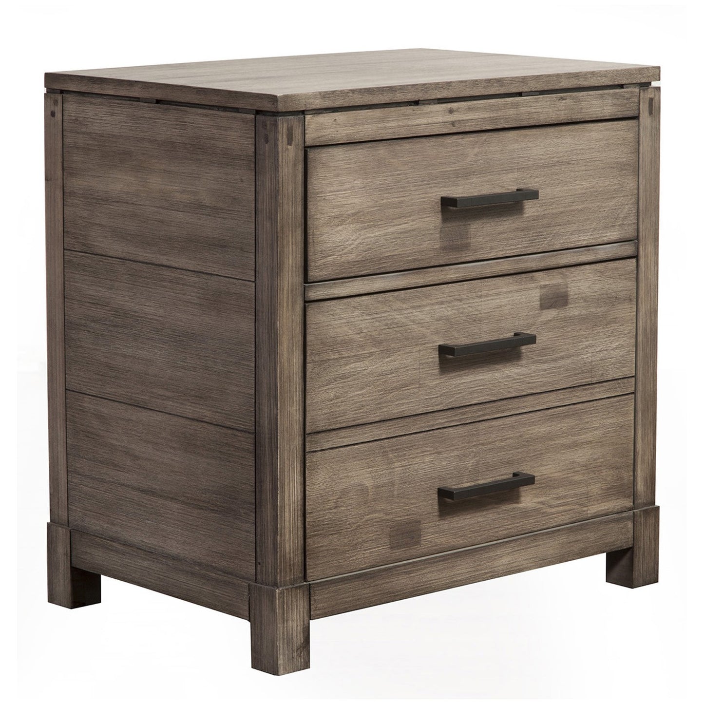Weathered Grey Finish Wood 3 Drawer Nightstand By Homeroots | Nightstands | Modishstore - 3