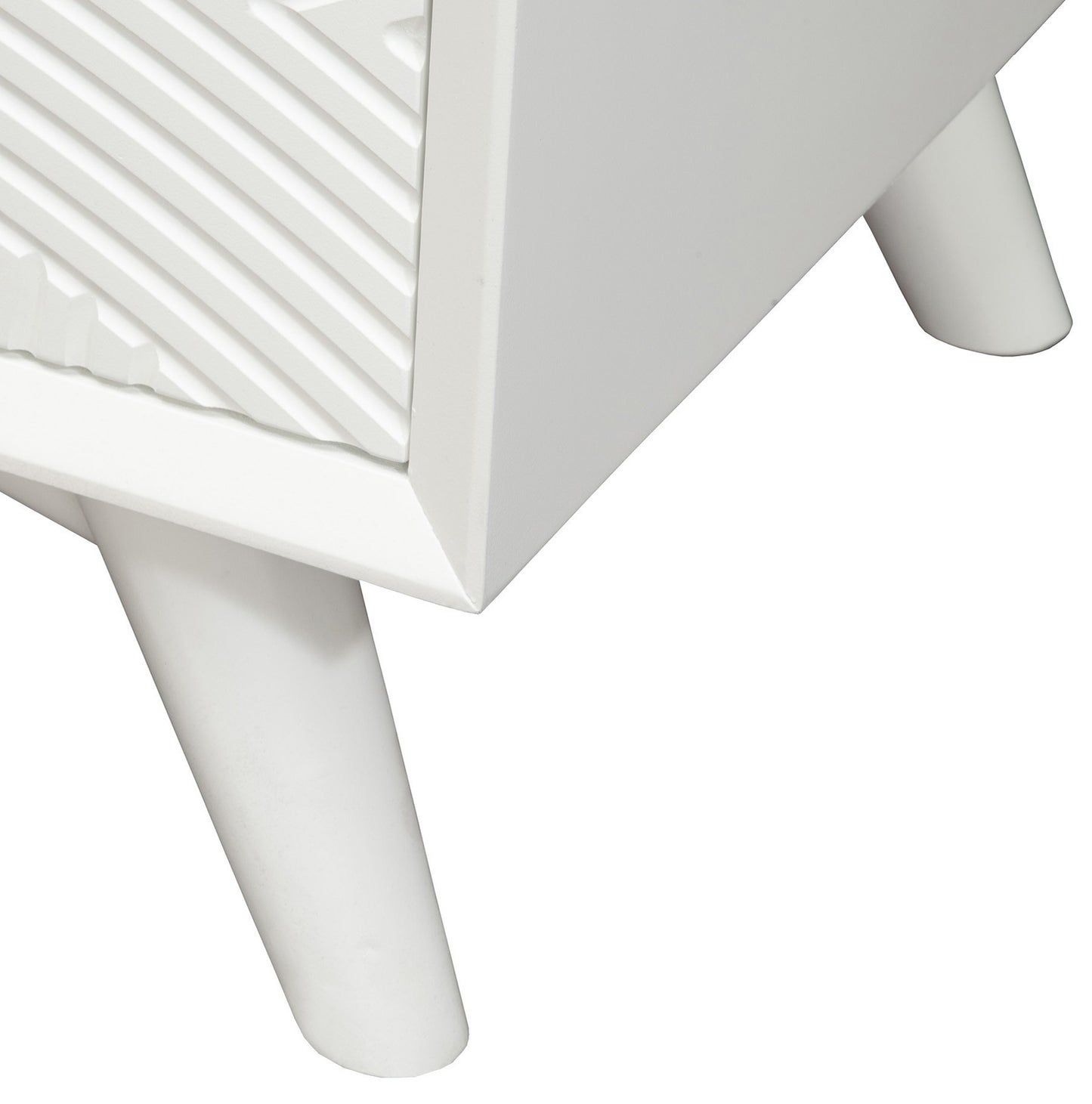 White Groovy 1 Drawer Wood Nightstand By Homeroots | Nightstands | Modishstore - 6