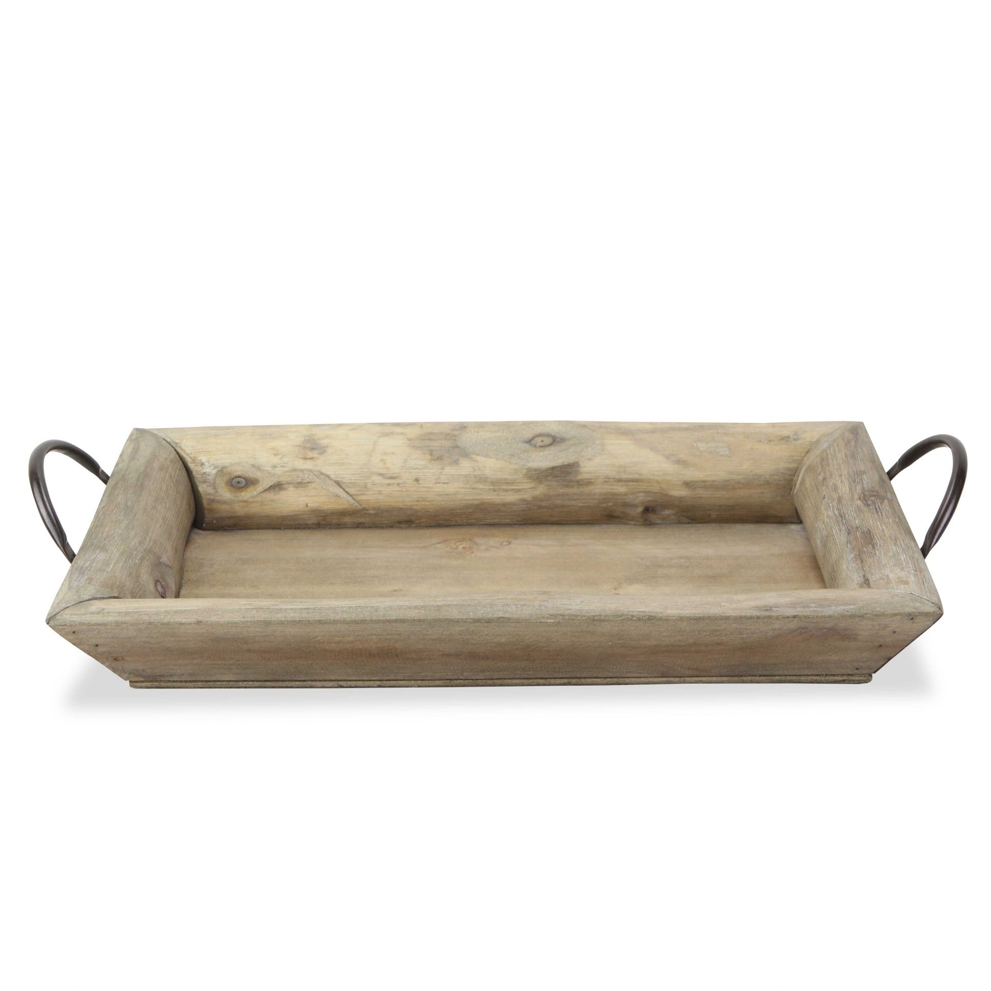 Deep Wooden Tray With Metal Handles By Homeroots | Trays | Modishstore - 3