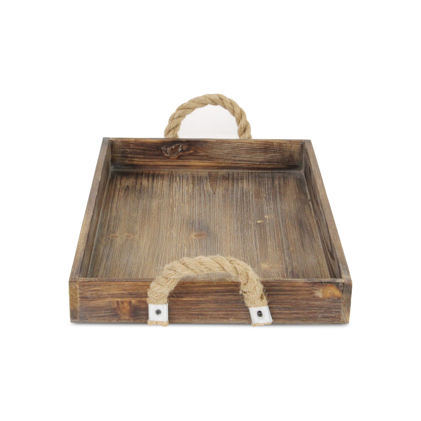 Dark Brown Wooden Tray With Rope Handles By Homeroots | Trays | Modishstore - 4