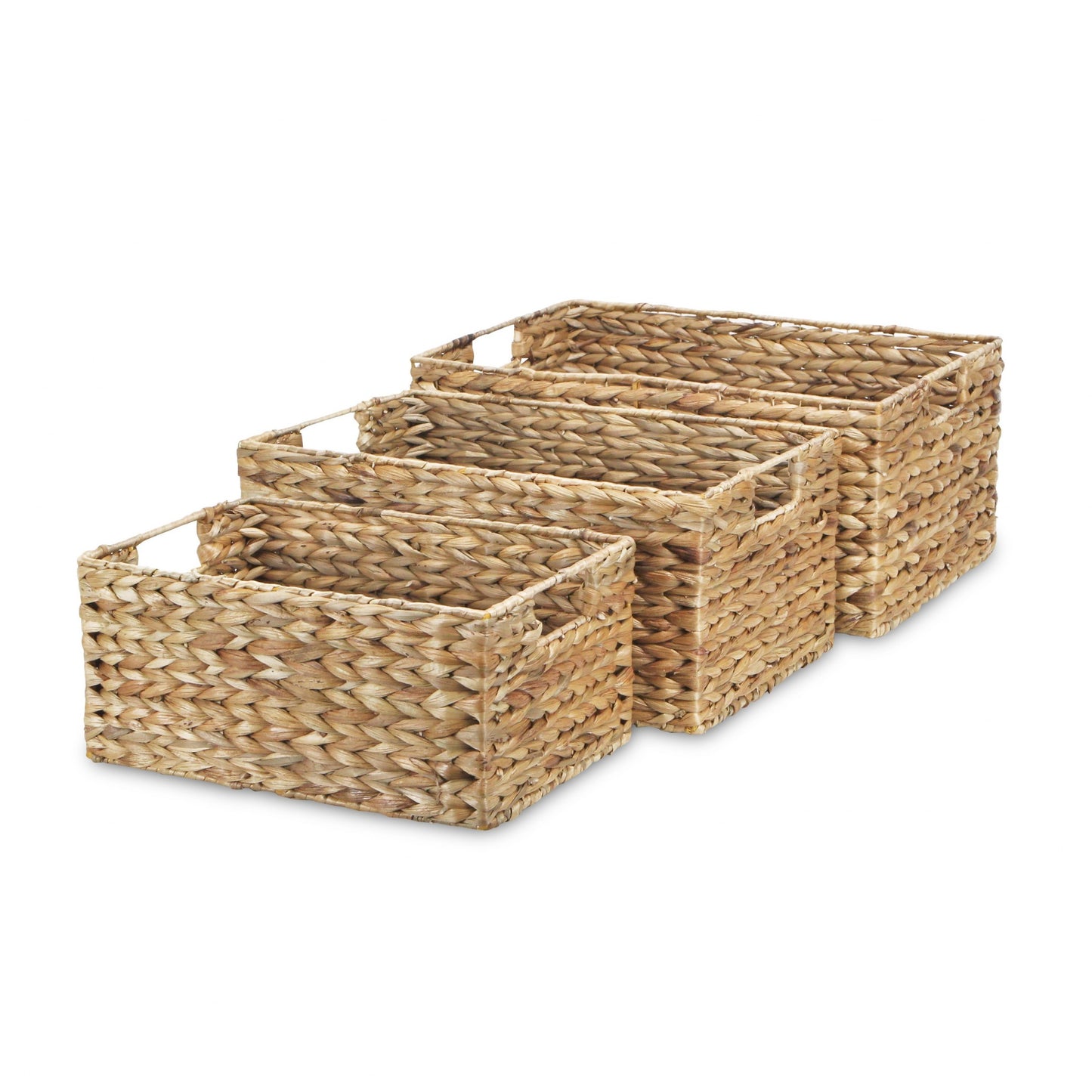 Set of Three Braided Water Hyacinth Baskets By Homeroots | Bins, Baskets & Buckets | Modishstore - 6