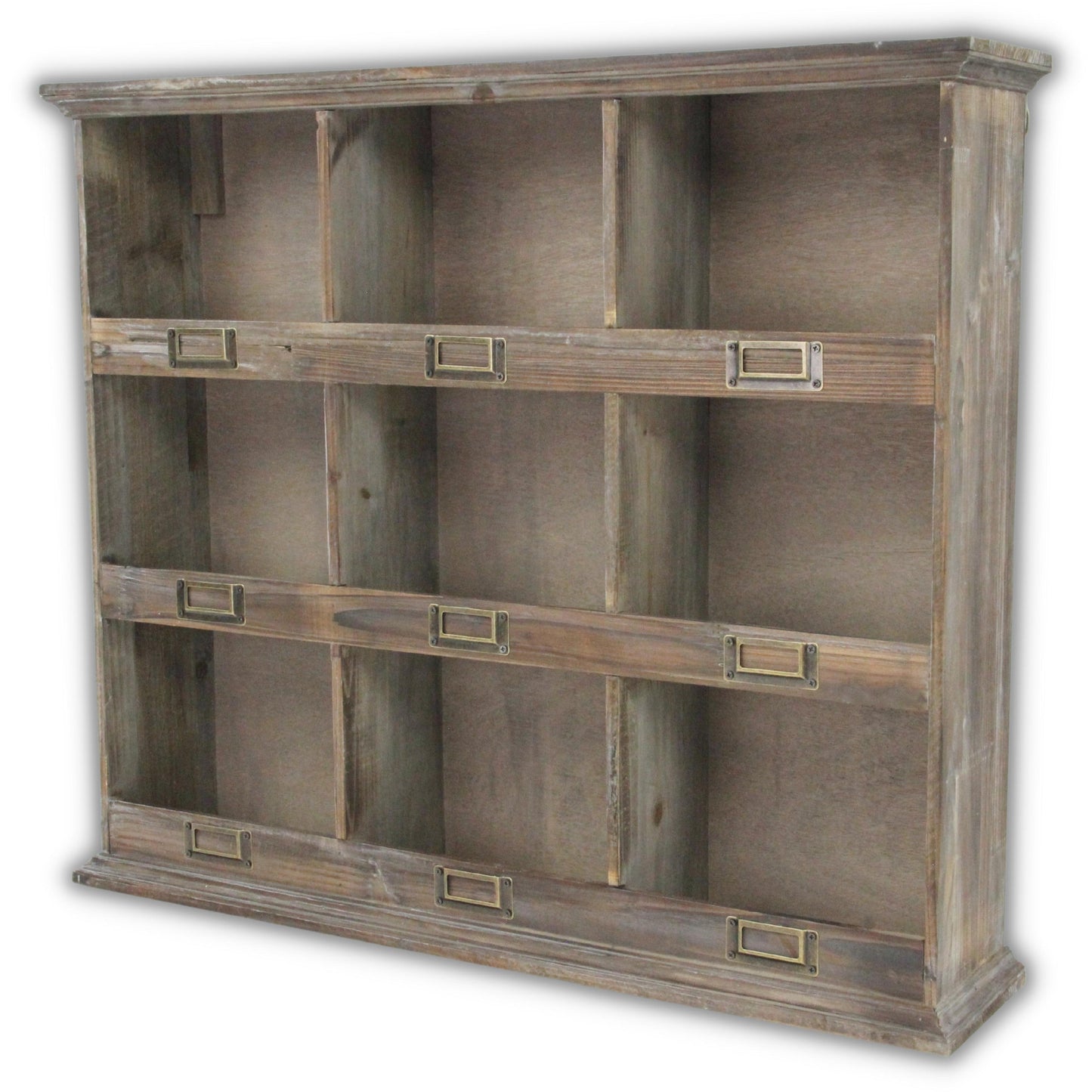 Rustic Nine Slot Wooden Open Wall Cabinet By Homeroots | Cabinets | Modishstore - 3