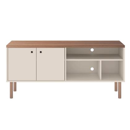 Manhattan Comfort Windsor 53.54 Modern TV Stand with Media Shelves and Solid Wood Legs in Off White and Nature | TV Stands | Modishstore - 9