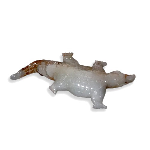 White Onyx Crocodile Figurine- 12"-3