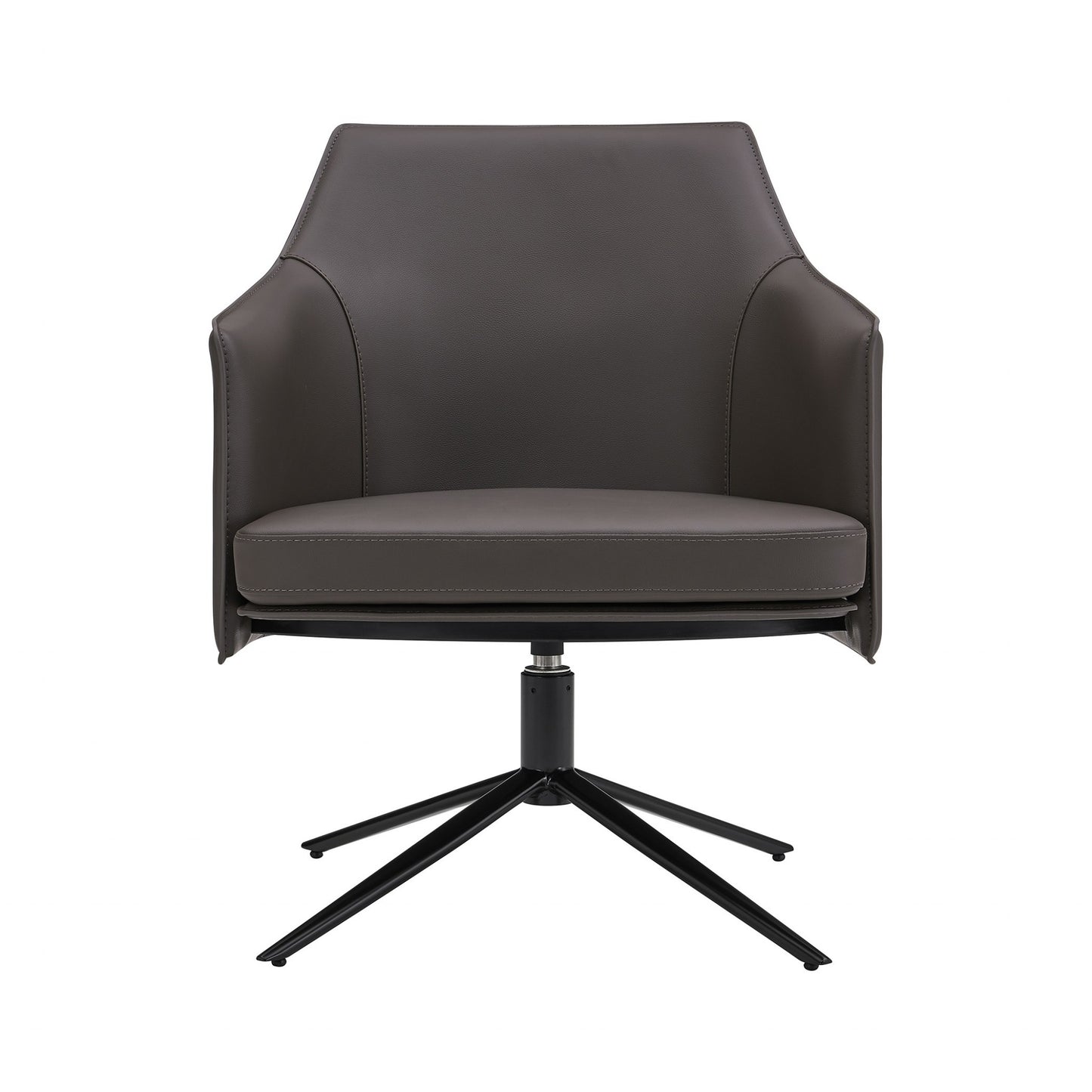 Dark Gray Faux Leather Swivel Accent Chair By Homeroots | Accent Chairs | Modishstore