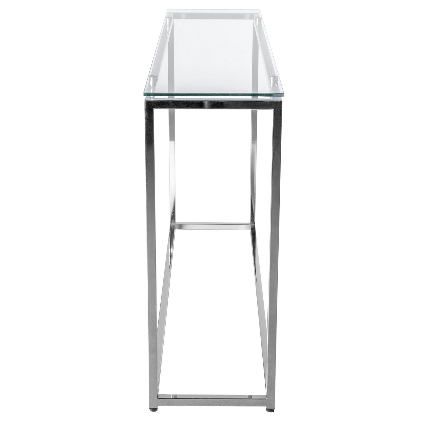 Geo XL Rectangle Clear Glass and Chrome Console Table By Homeroots | Console Tables | Modishstore - 3