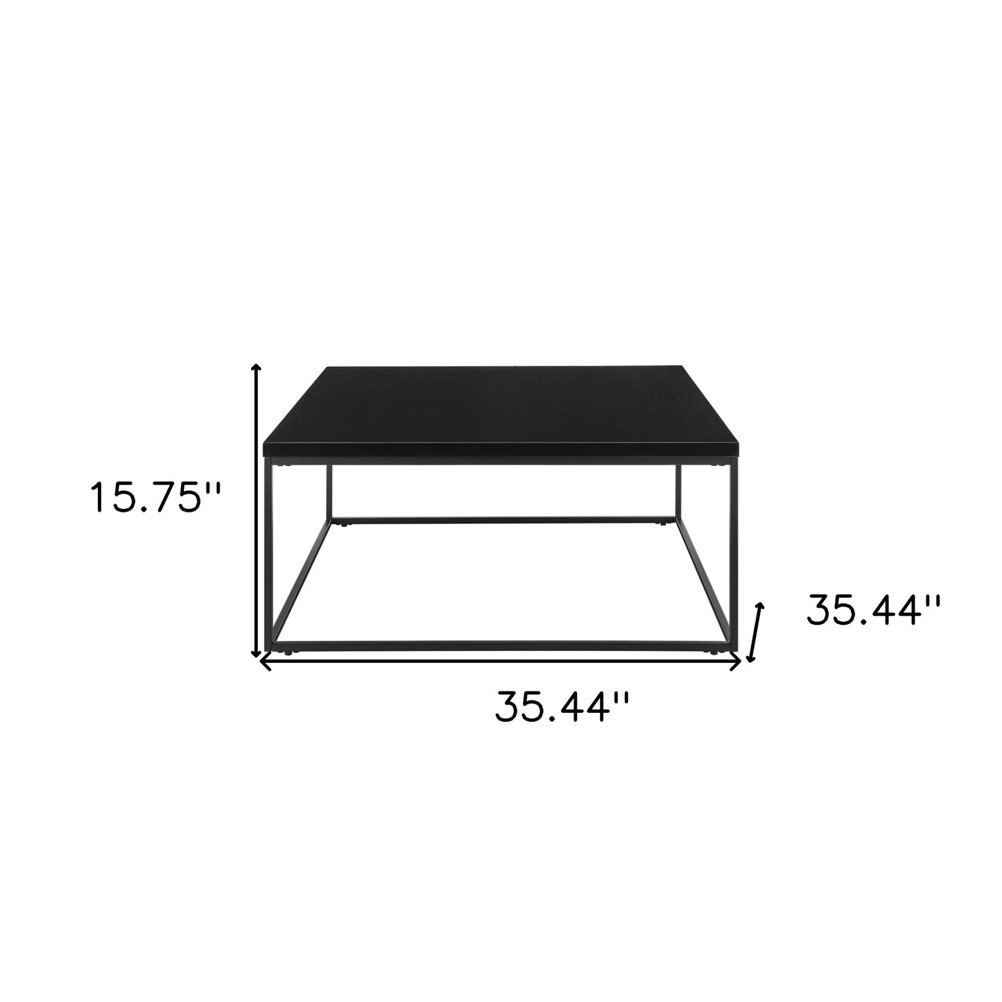 Black on Black High Gloss Square Coffee Table By Homeroots | Coffee Tables | Modishstore - 7