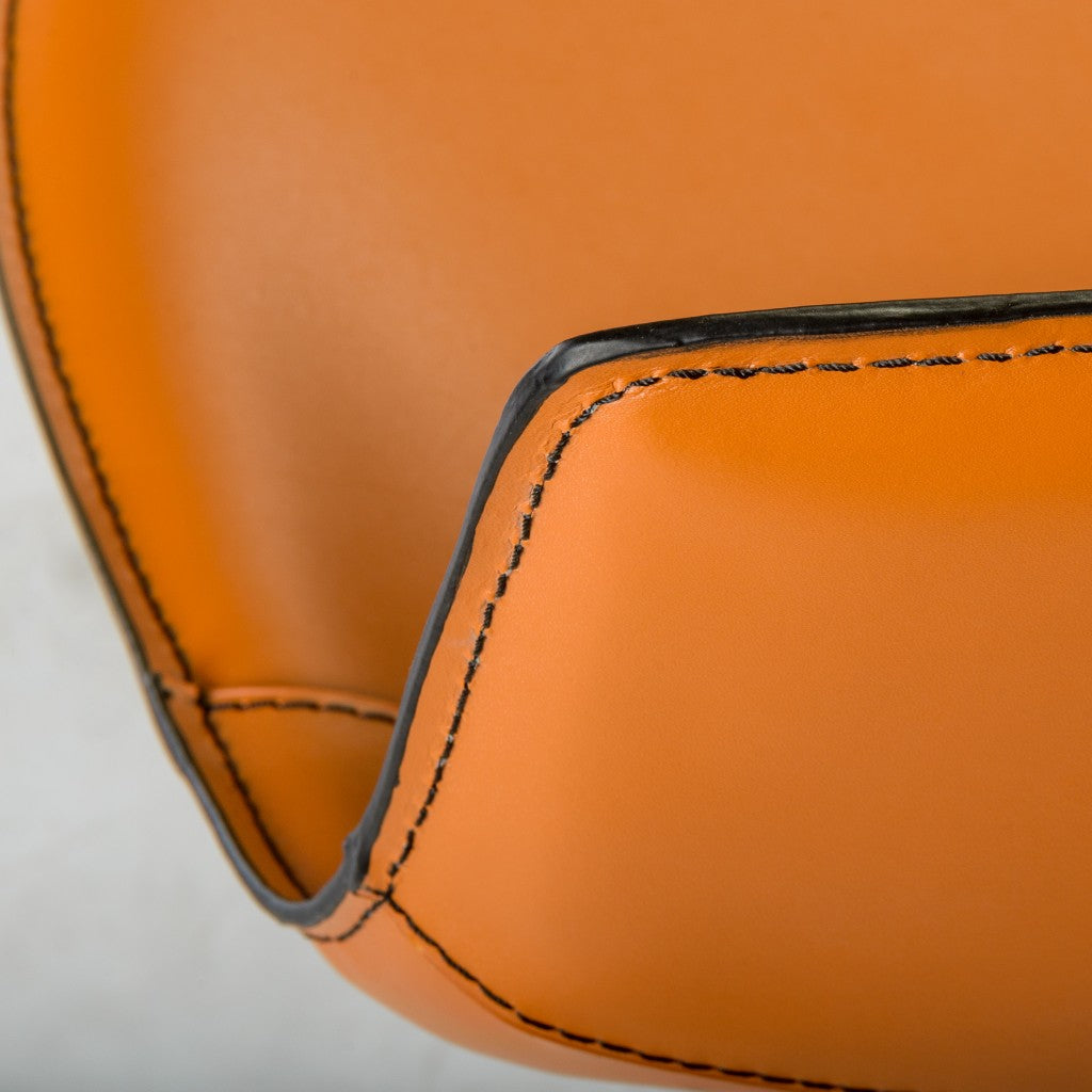 40" Terra Cotta And Silver Steel Swivel Low Back Bar Height Chair With Footrest By Homeroots | Bar Stools | Modishstore - 9