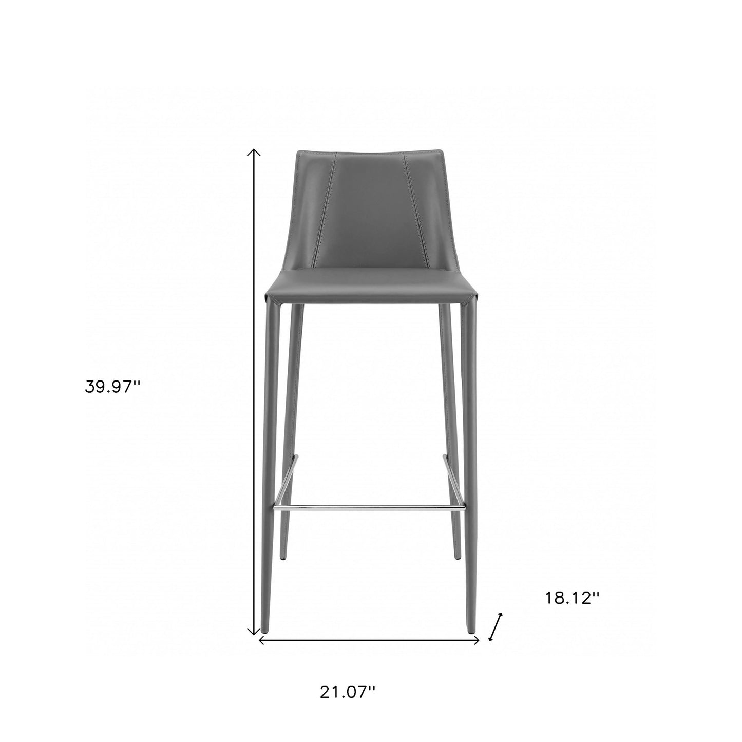 40" Gray Steel Low Back Bar Height Chair With Footrest By Homeroots | Bar Stools | Modishstore - 7