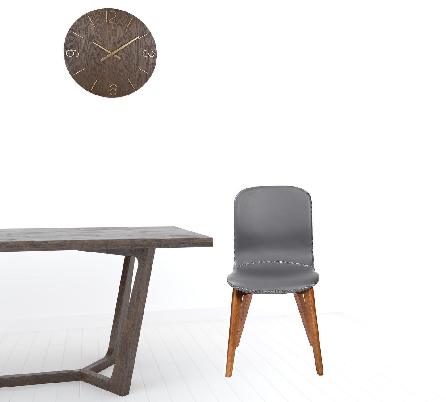 Set Of Two Blue Faux Leather And Walnut Dining Or Side Chairs By Homeroots | Dining Chairs | Modishstore - 16