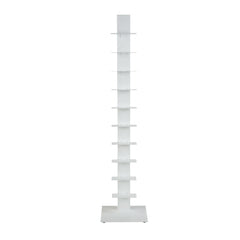 White Metal Ten Shelf Modern Tower Bookcase By Homeroots